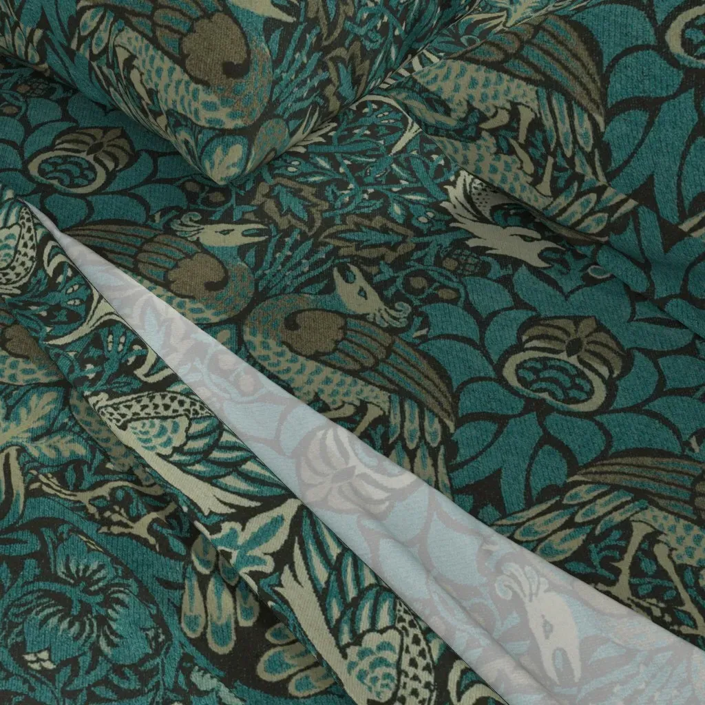 William Morris Peacock And Dragon King Sheet Set - Teal alternate view