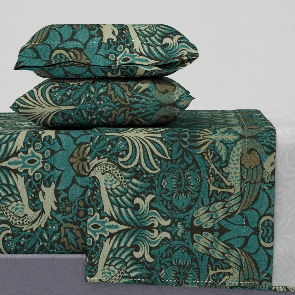 William Morris Peacock And Dragon King Sheet Set - Teal product