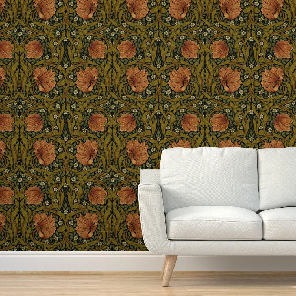 William Morris Pimpernel Peel and Stick Wallpaper - Burnt Orange product