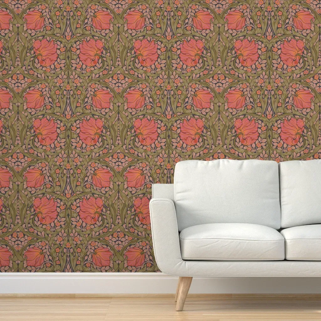 William Morris Pimpernel Peel and Stick Wallpaper - Coral Pink product
