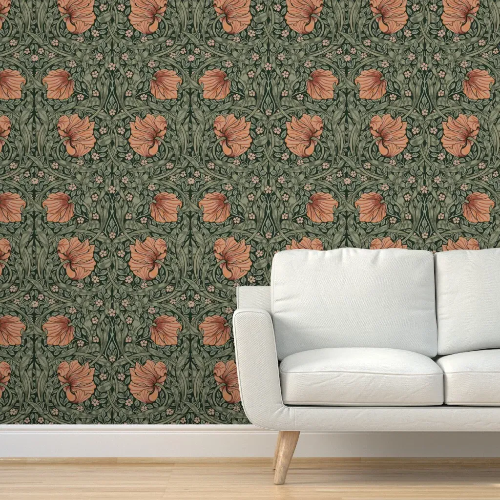 William Morris Pimpernel Peel and Stick Wallpaper - Coral product