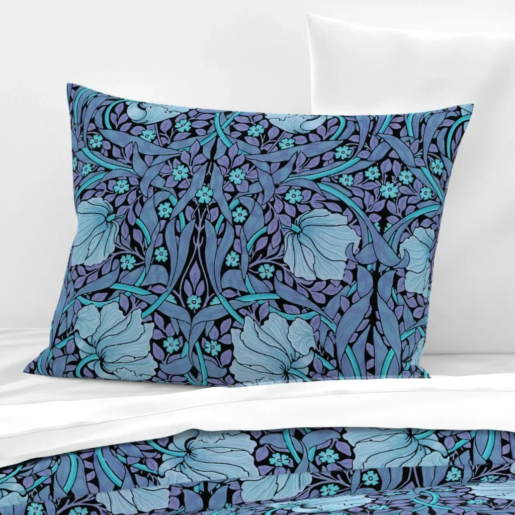 William Morris Pimpernel Standard Knife Edge Cushion - Periwinkle Blue, Cotton Sateen product