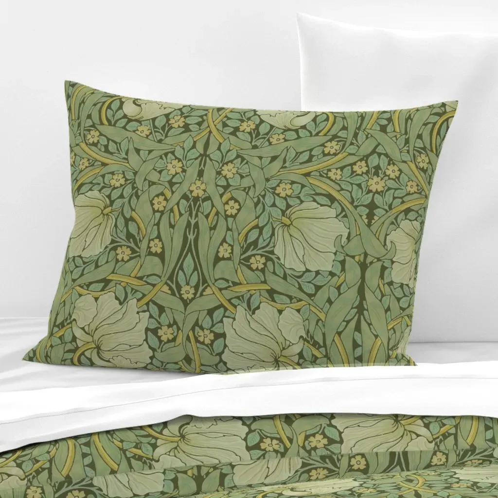 William Morris Pimpernel Standard Knife Edge Cushion - Sage Green, Cotton Sateen product