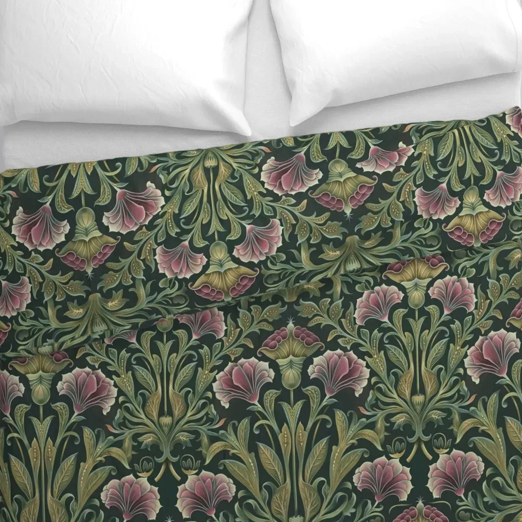William Morris Purple Flowers Duvet Cover - Burgundy alternate view
