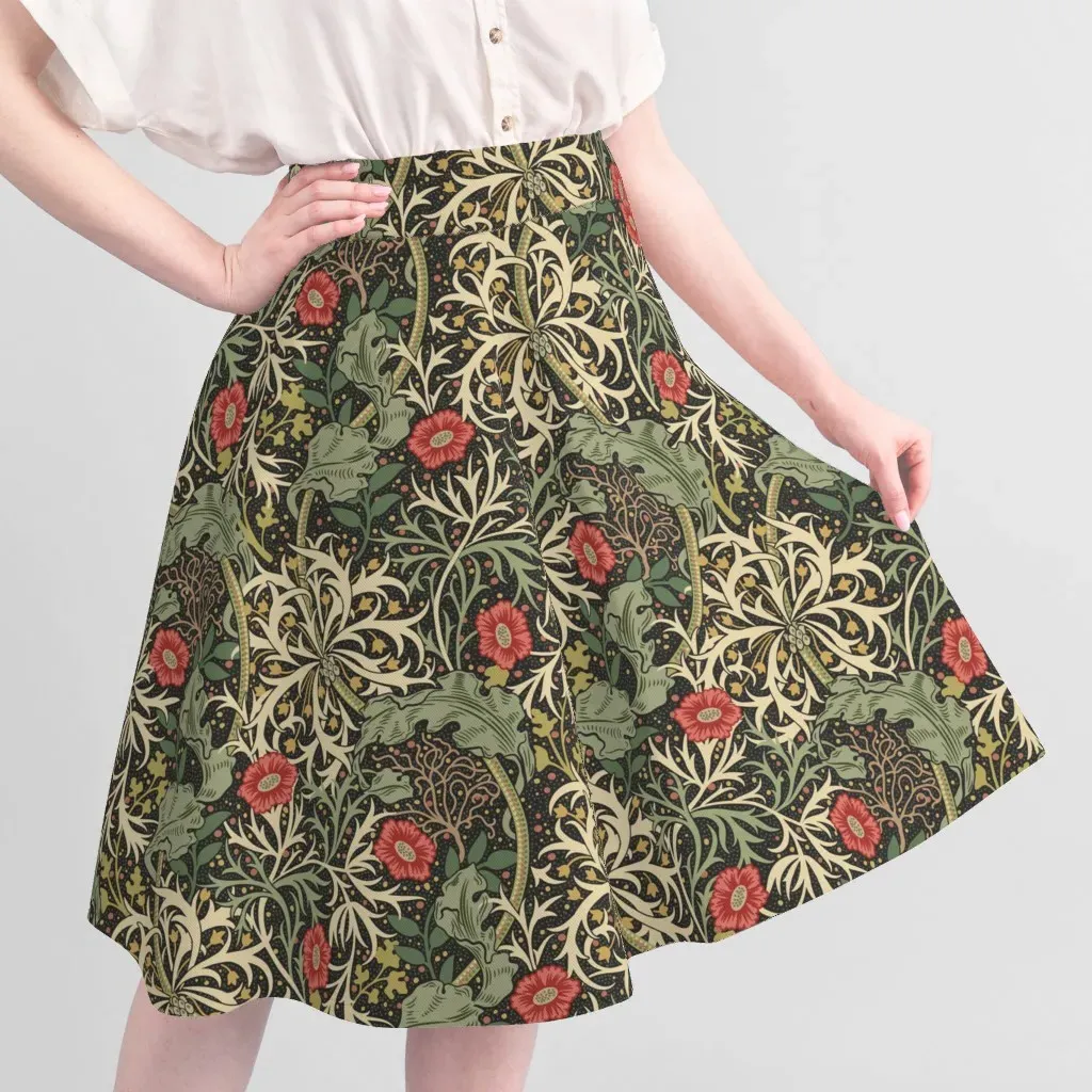 William Morris Seaweed In Sea Moss Sport Pique Fabric - Red alternate view