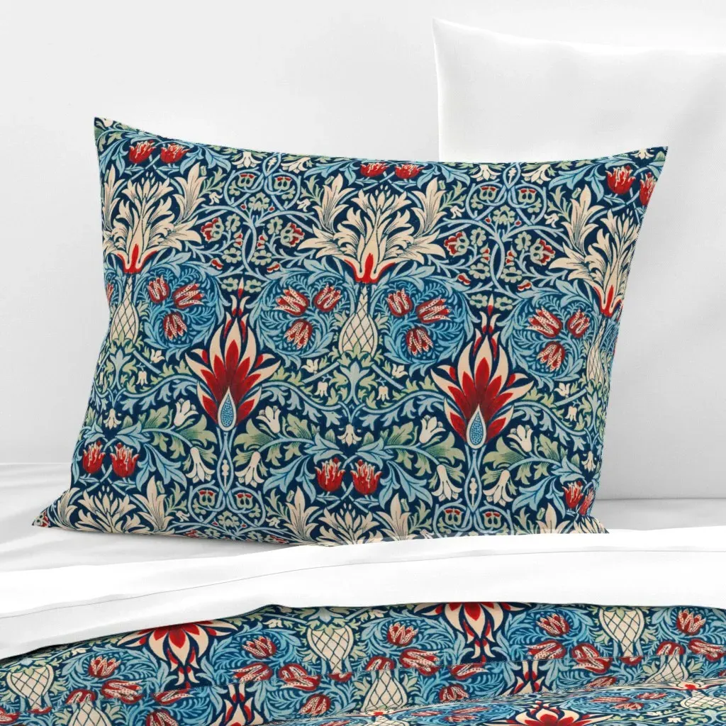 William Morris Snakeshead Standard Pillow Sham - Dark Teal, Cotton Sateen product