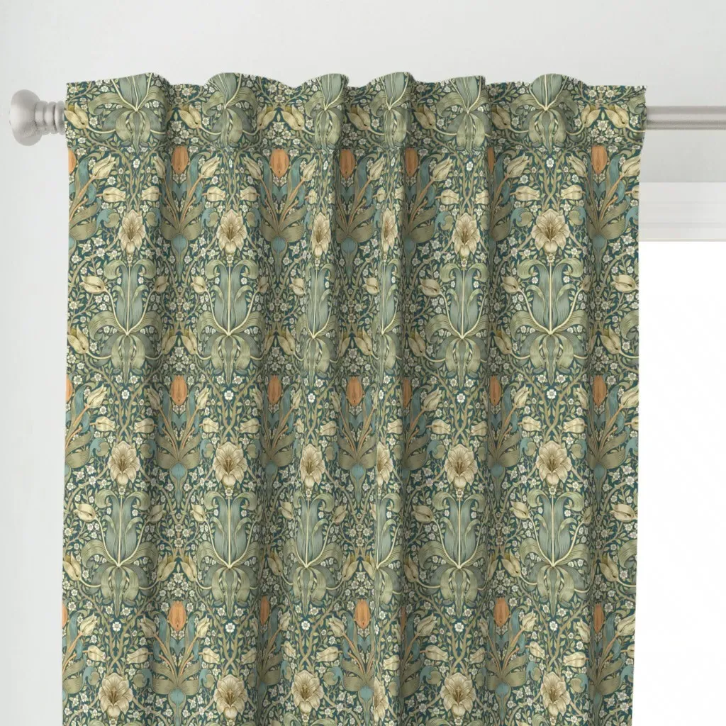 William Morris Spring Curtain Panel - Teal alternate view