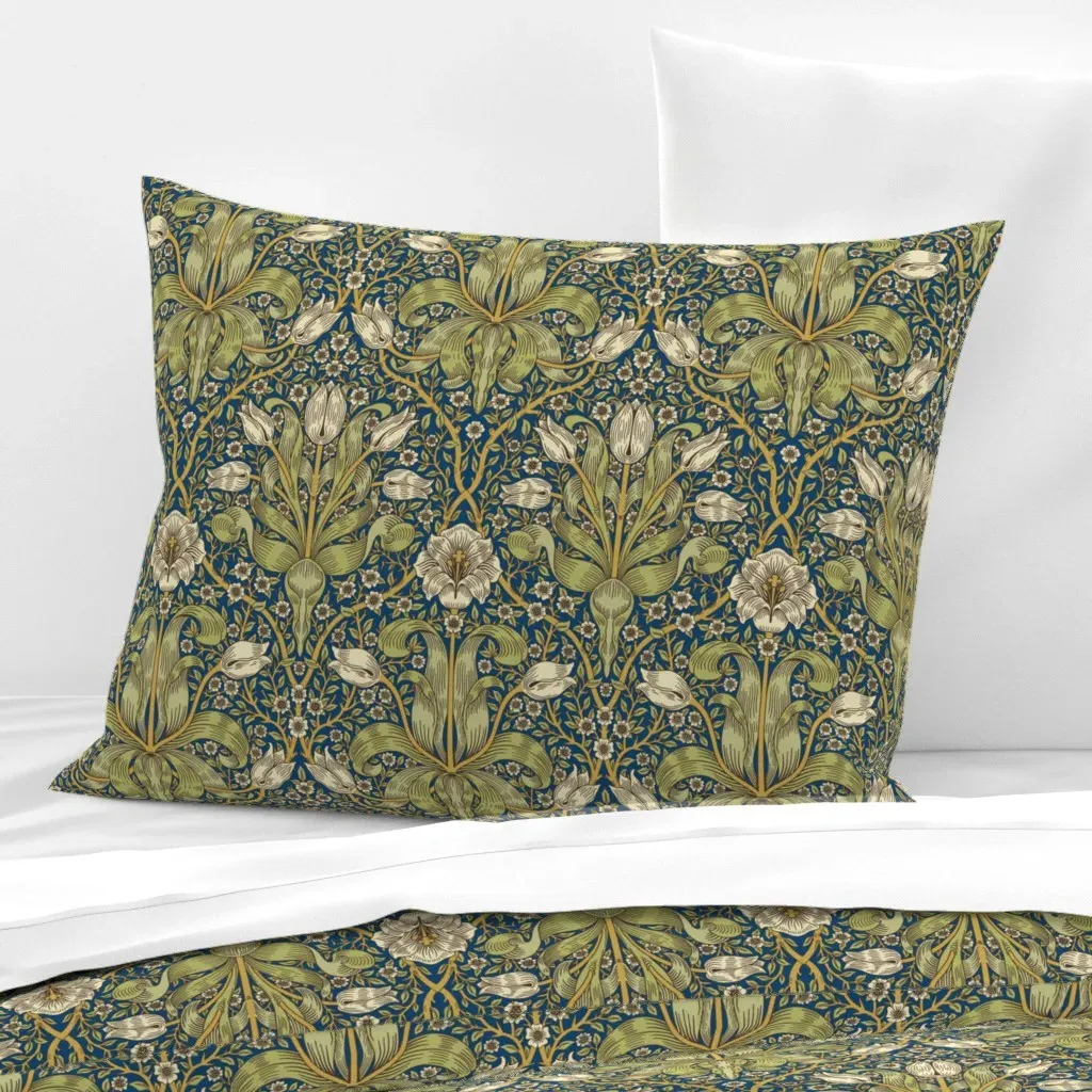 William Morris Spring Thicket Standard Knife Edge Pillow - Green, Cotton Sateen product