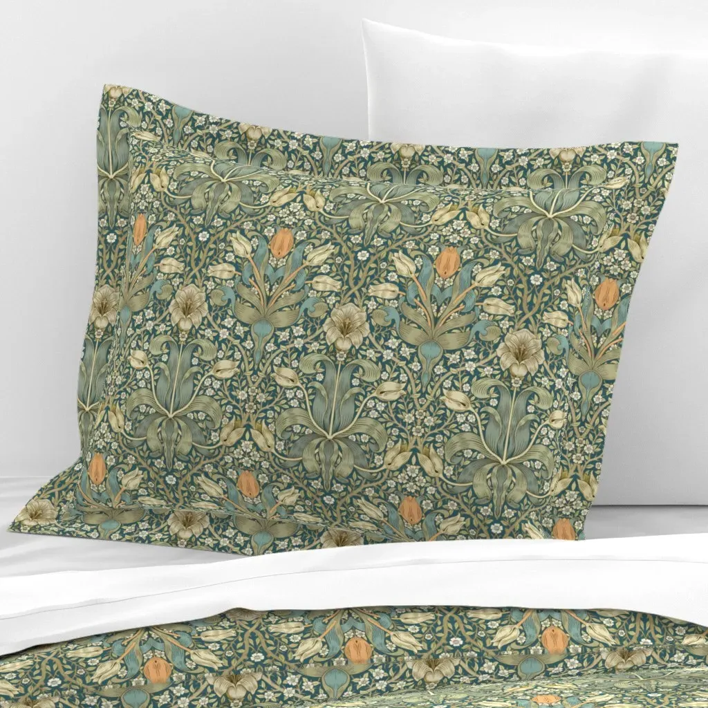 William Morris Spring Thicket Standard Pillow Sham - Teal, Cotton Sateen product
