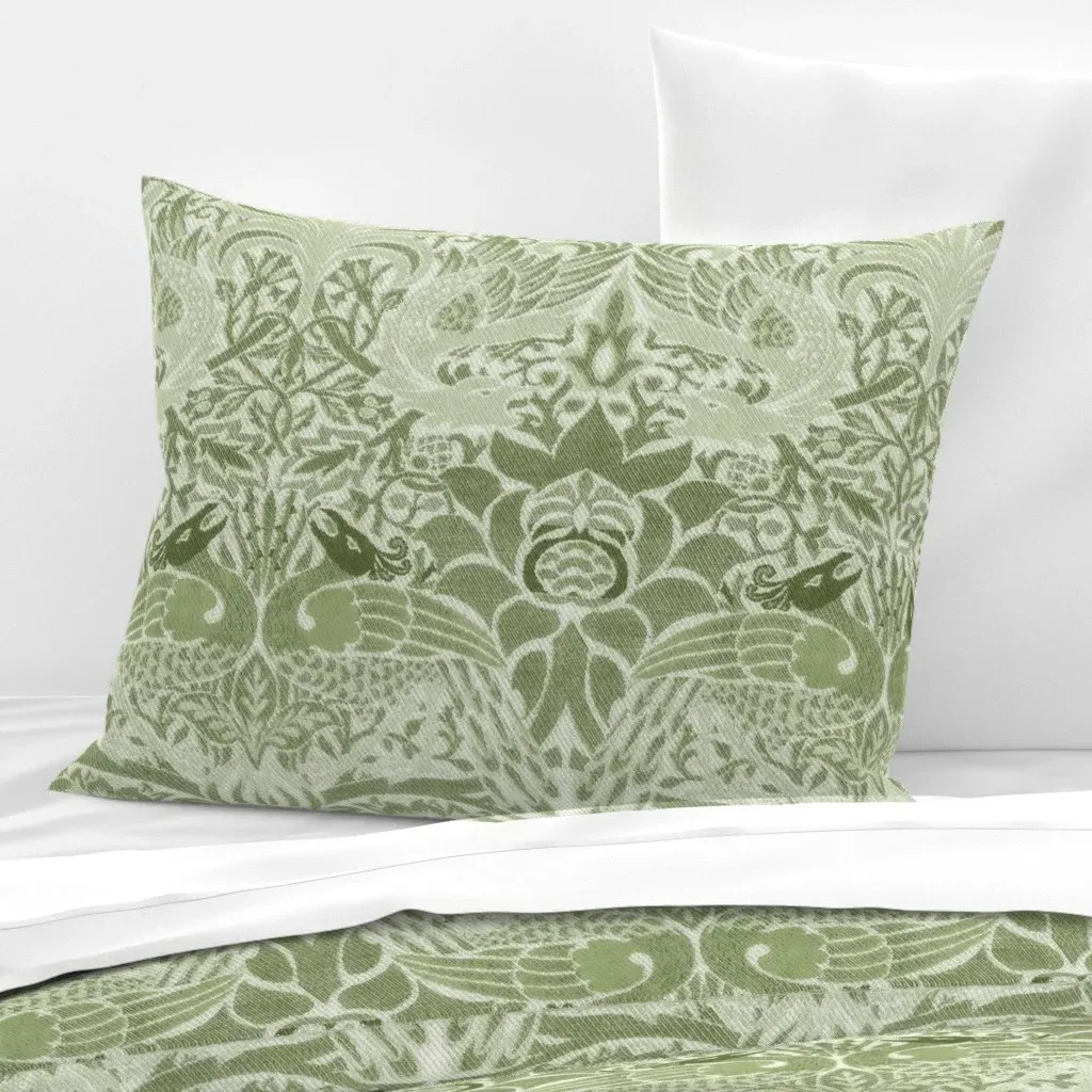 William Morris Standard Knife Edge Cushion Cover - Sage Green, Cotton Sateen product