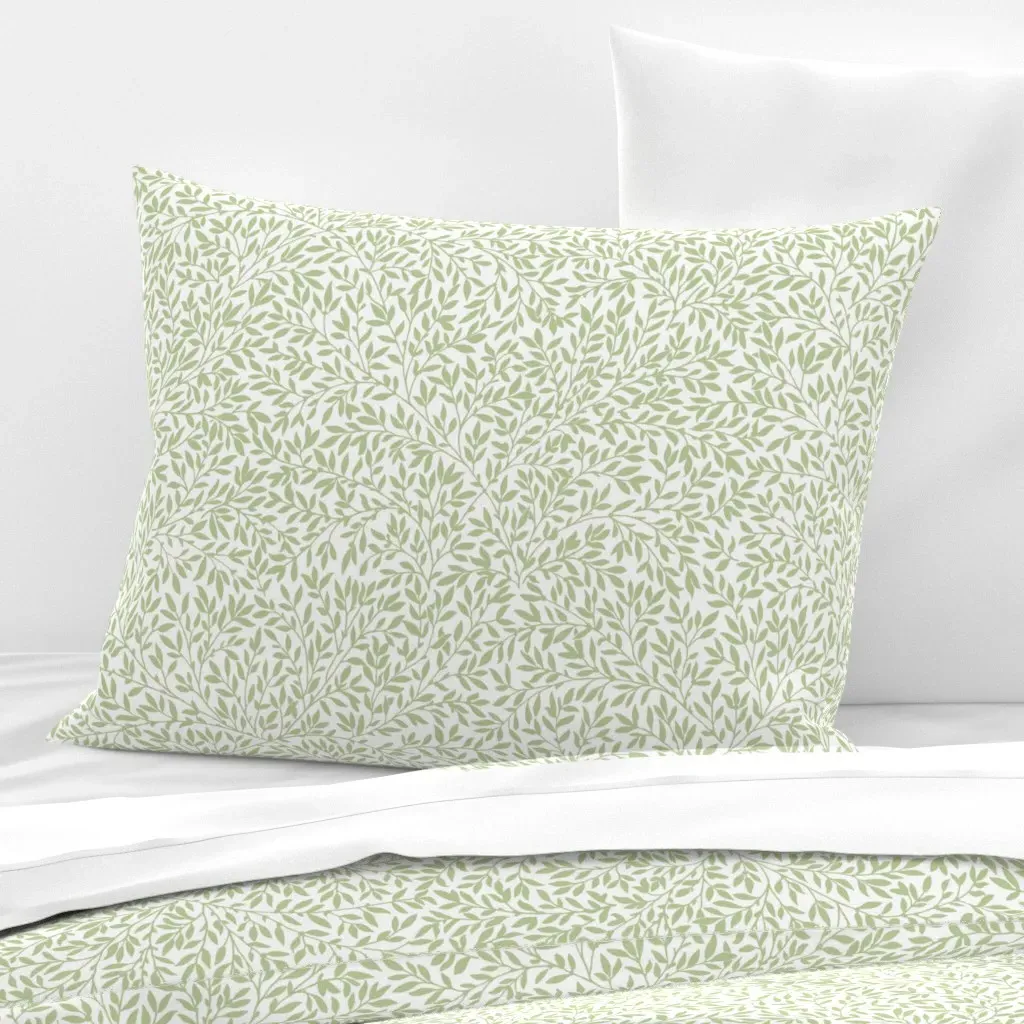 William Morris Standen Standard Knife Edge Cushion - Sage Green, Cotton Sateen product