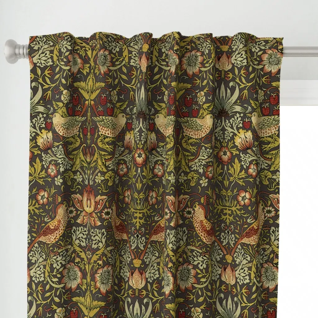 William Morris Strawberry Curtain Panel - Mustard Yellow alternate view