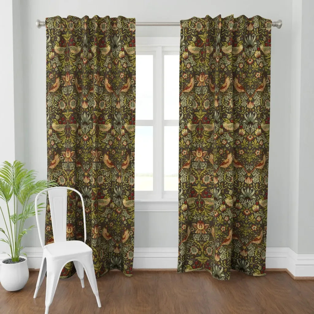 William Morris Strawberry Curtain Panel - Mustard Yellow product