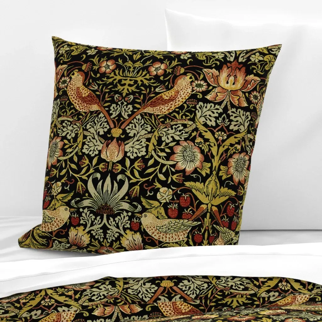William Morris Strawberry Thief Euro Pillow Sham - Dark Red product
