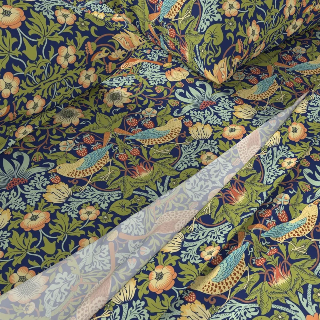 William Morris Strawberry Thief Full Sheet Set - Green alternate view