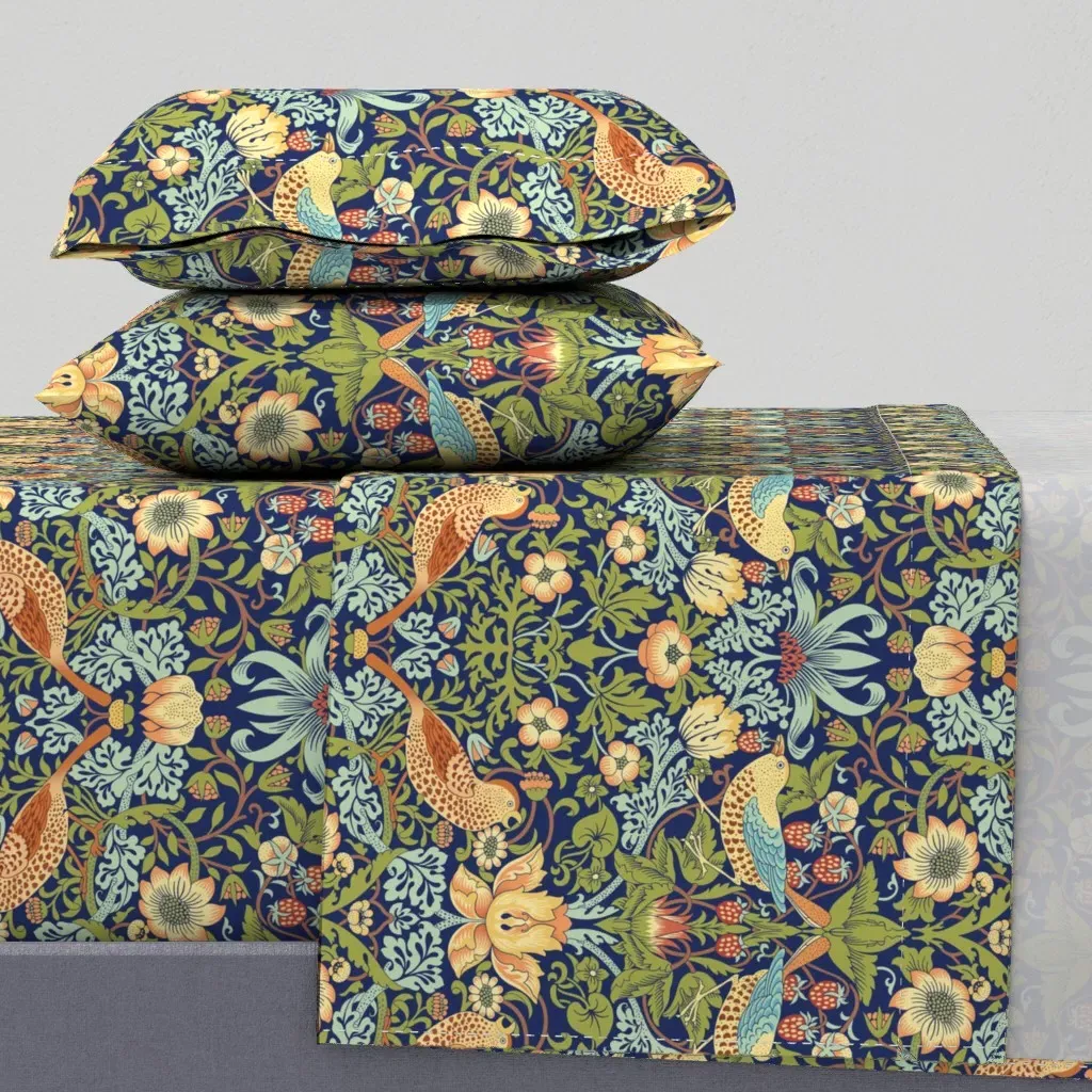 William Morris Strawberry Thief Full Sheet Set - Green product