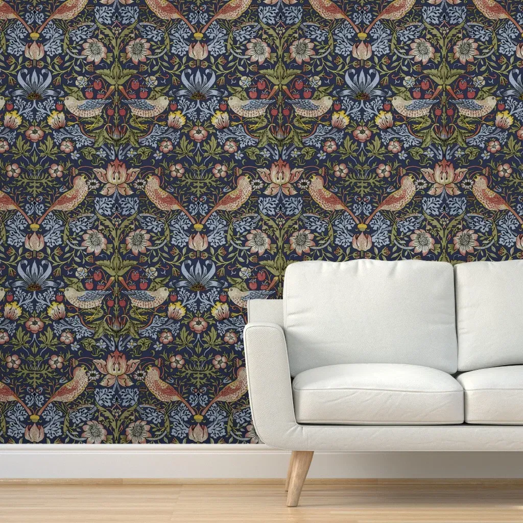 William Morris Strawberry Thief Peel and Stick Wallpaper - Blue product