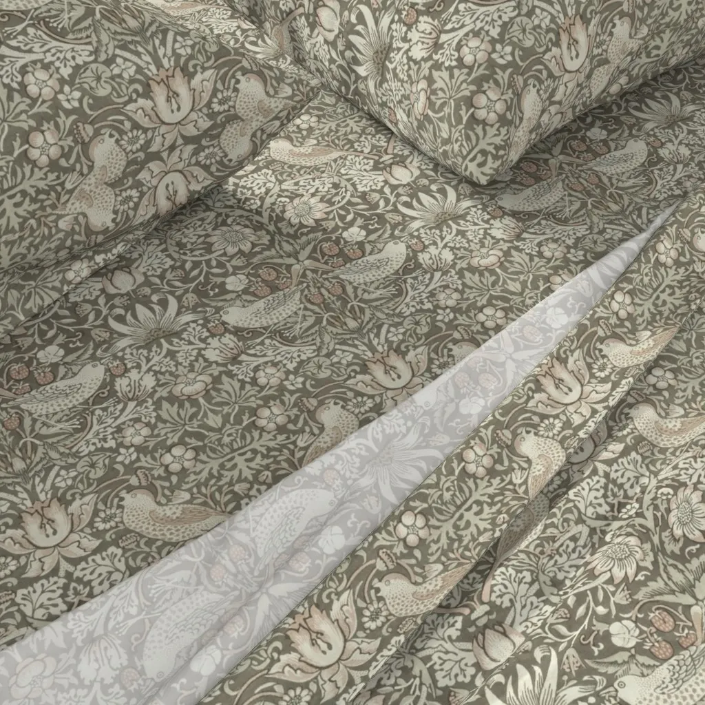 William Morris Strawberry Thief Small Queen Sheet Set - Gray alternate view