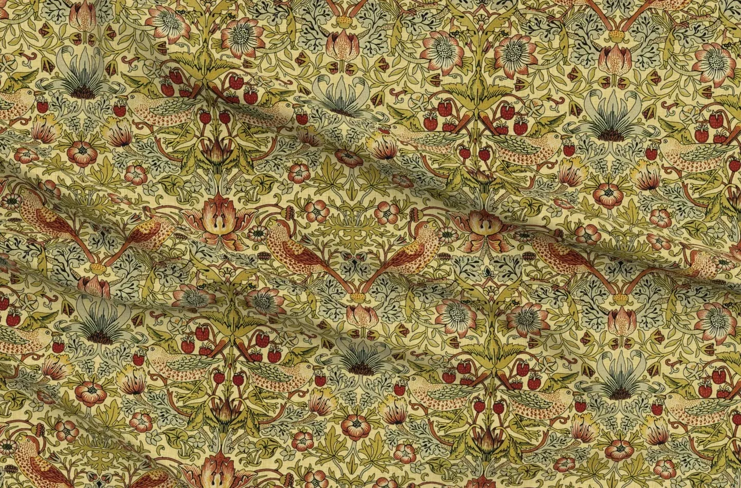 William Morris Strawberry Thief Sport Pique Fabric - Cream product