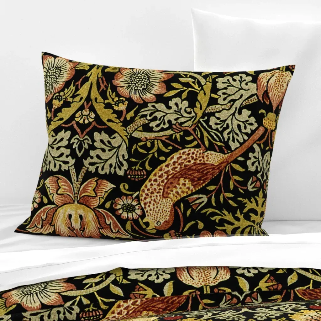William Morris Strawberry Thief Standard Knife Edge Cushion - Gold product