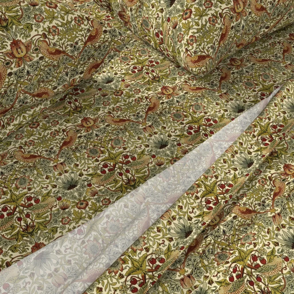 William Morris Strawberry Thief Trianon Cream Queen Sheet Set - Green alternate view