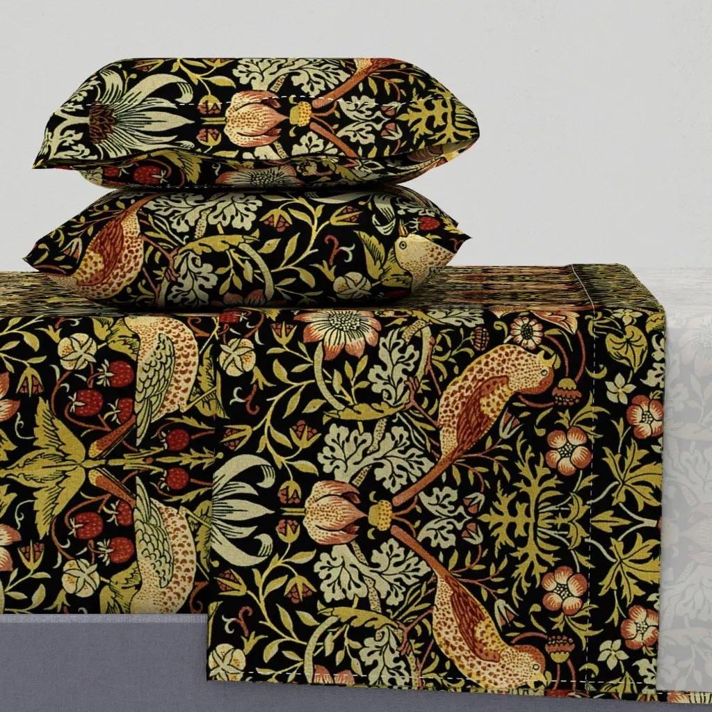 William Morris Strawberry Thief Twin Sheet Set - Dark Red product