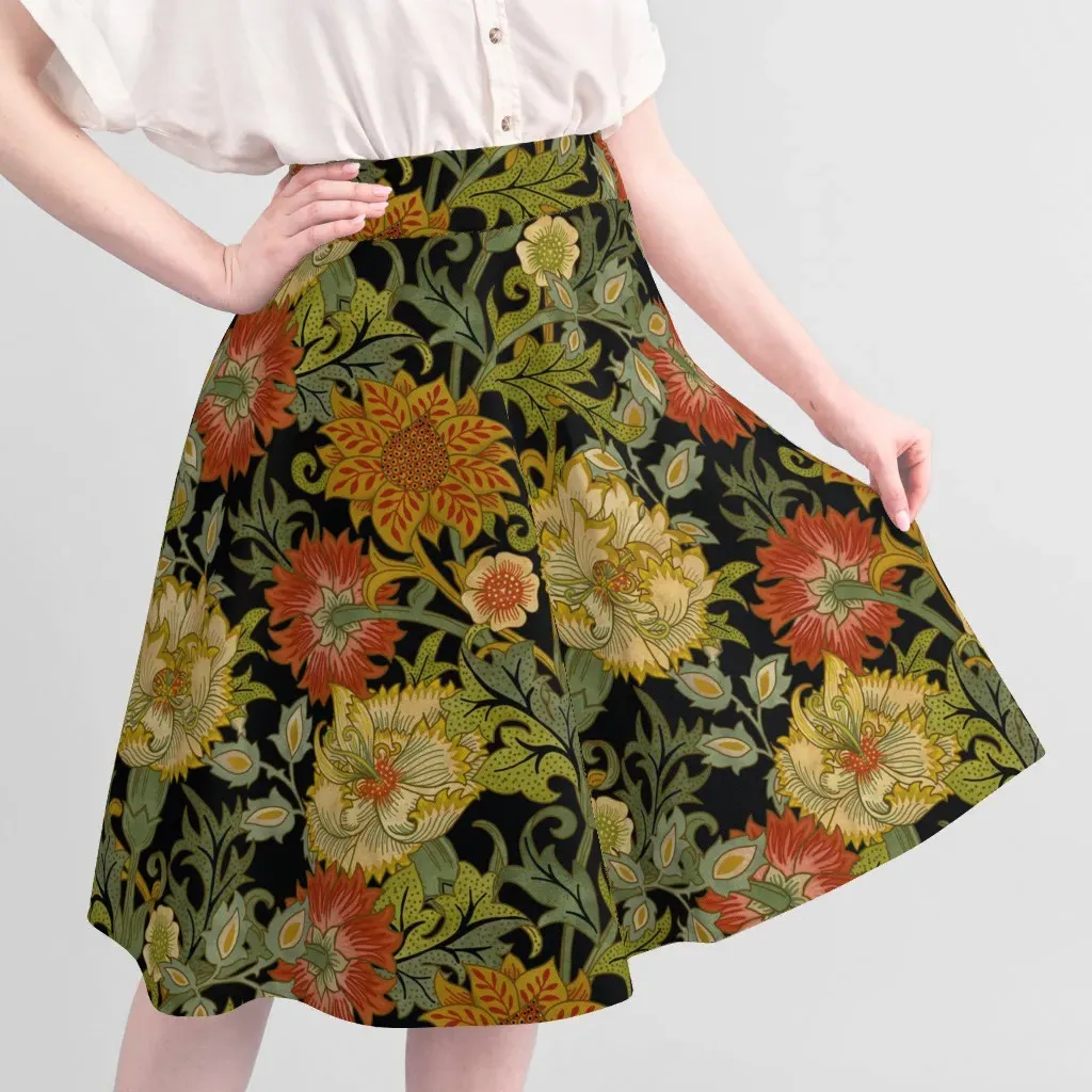 William Morris Style Fresco Pique Fabric - Black, Yellow-Beige alternate view