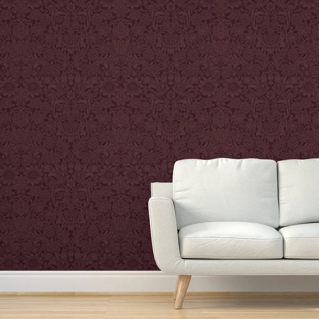 William Morris Sunflower Peel and Stick Wallpaper - Burgundy product
