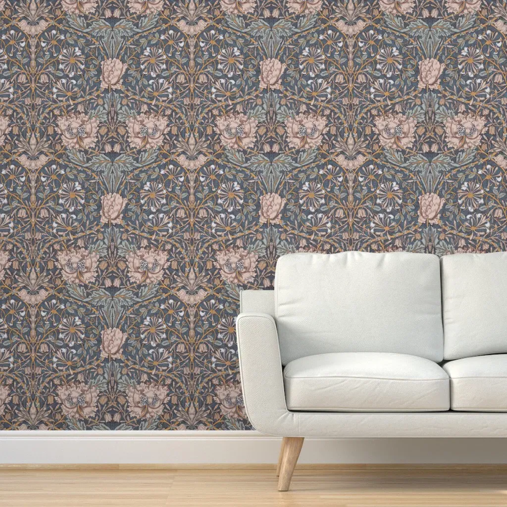William Morris Tribute Honeysuckle Peel and Stick Wallpaper - Pink product