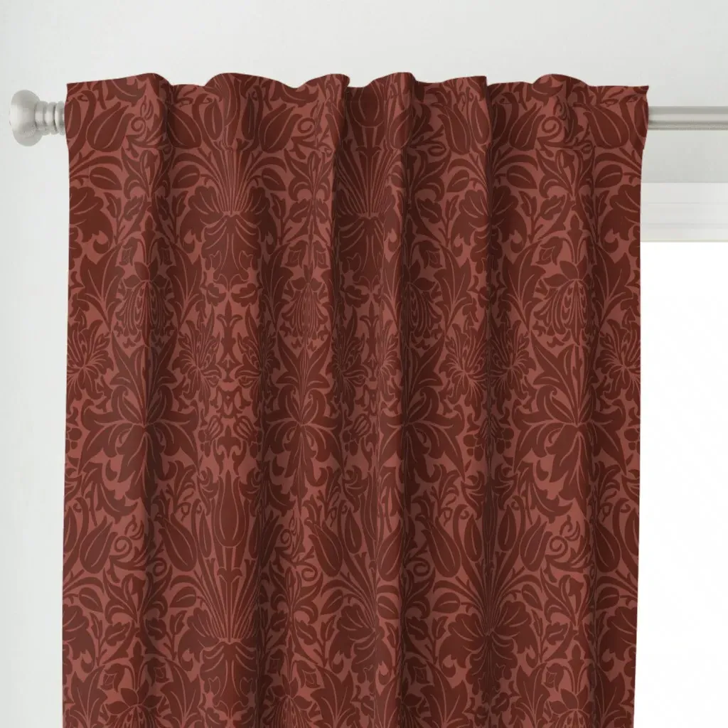 William Morris Tulip Curtain Panel - Dark Red alternate view