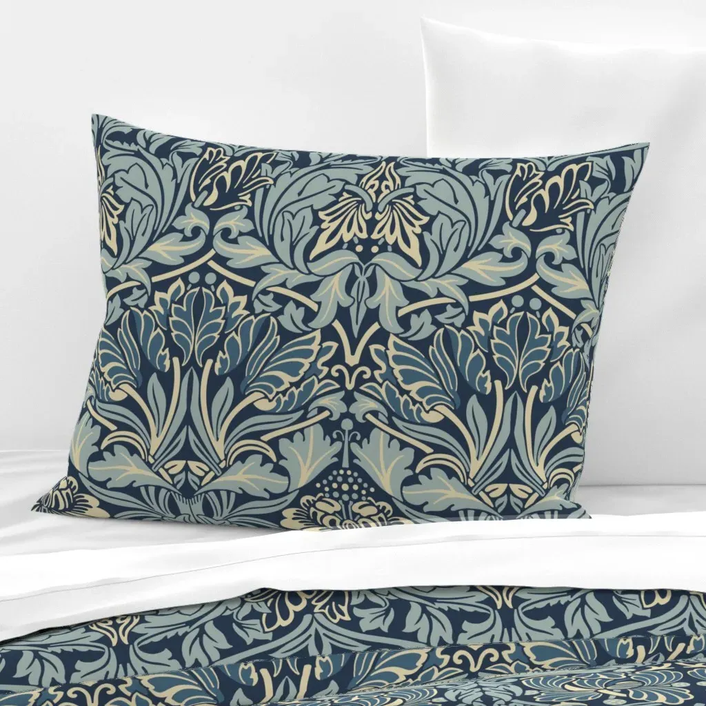 William Morris Tulip & Rose Standard Knife Edge Pillow - Blue, Cotton Sateen product