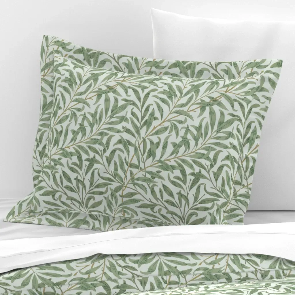 William Morris Willow Bough Standard Flanged Cushion Cover - Green, Cotton Sateen product