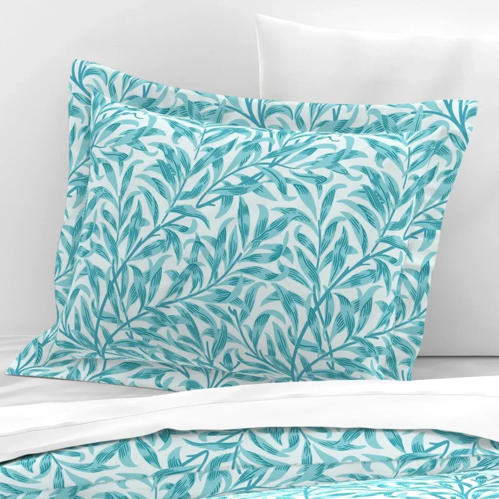 William Morris Willow Boughs Standard Flanged Cushion Cover - Teal, Cotton Sateen product