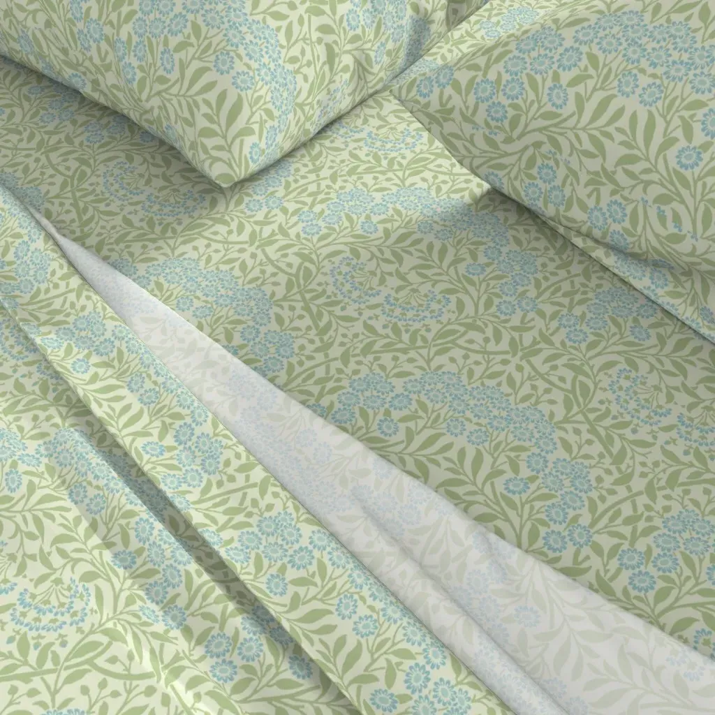 William Morris Woodblock Wallpaper King Sheet Set - Pale Green alternate view