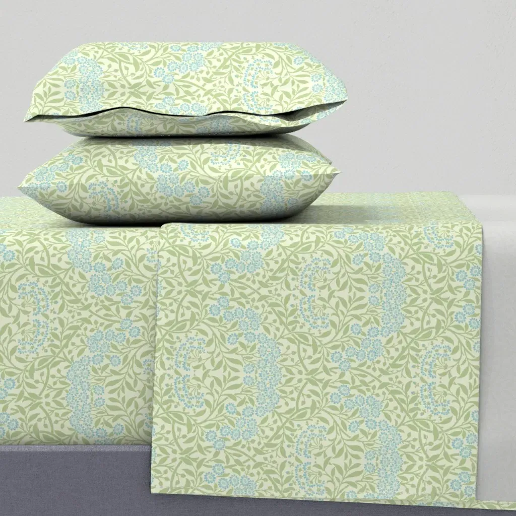 William Morris Woodblock Wallpaper King Sheet Set - Pale Green product