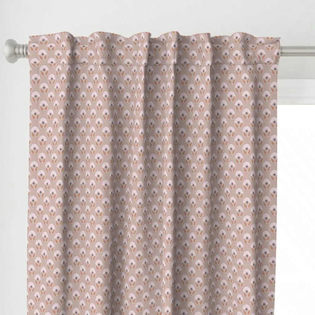 Willma Floral Buti Indian Curtain Panel - Muted Pink alternate view