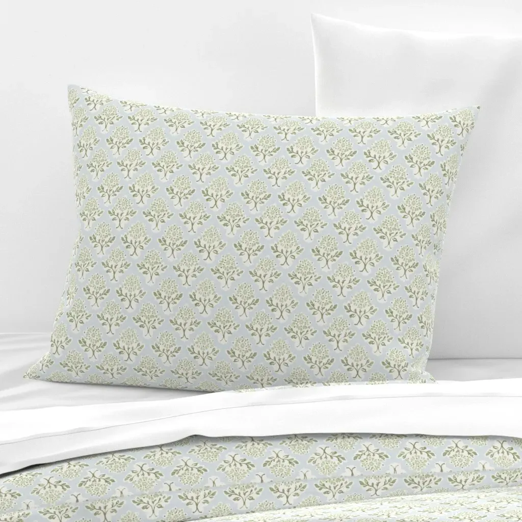 Willoughby Block Print Standard Knife Edge Pillow - Light Green, Cotton Sateen product