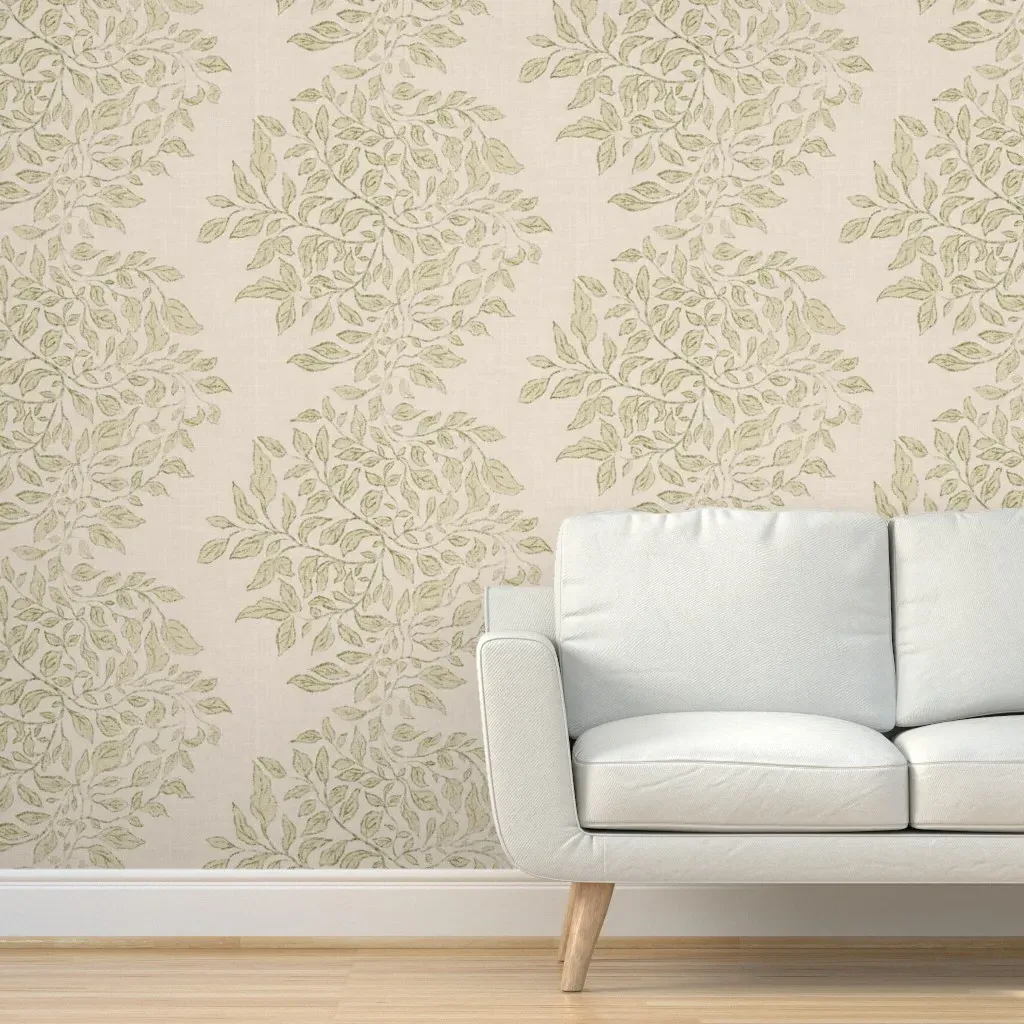 Willow Botanical Leaf Peel and Stick Wallpaper - Olive Green, Linen product