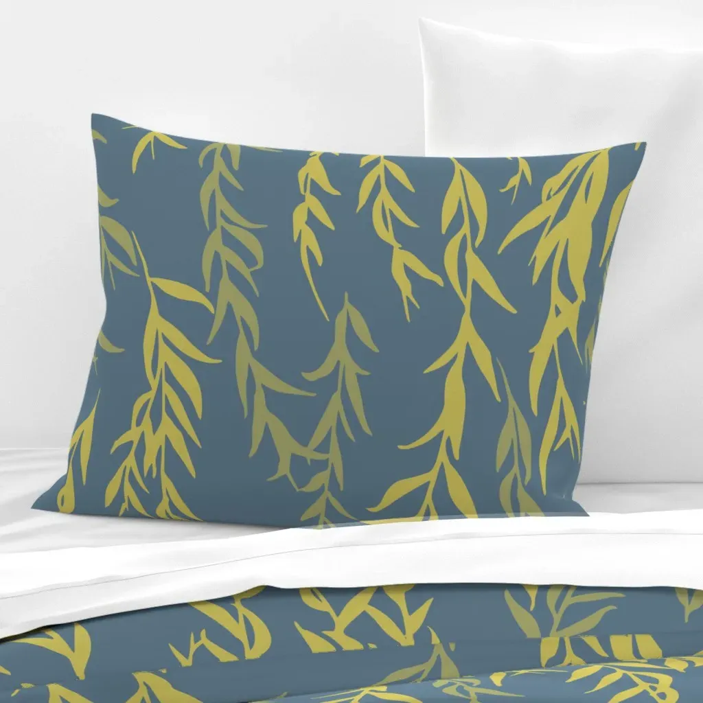 Willow Cobalt Standard Knife Edge Pillow - Yellow-Green, Cotton Sateen product