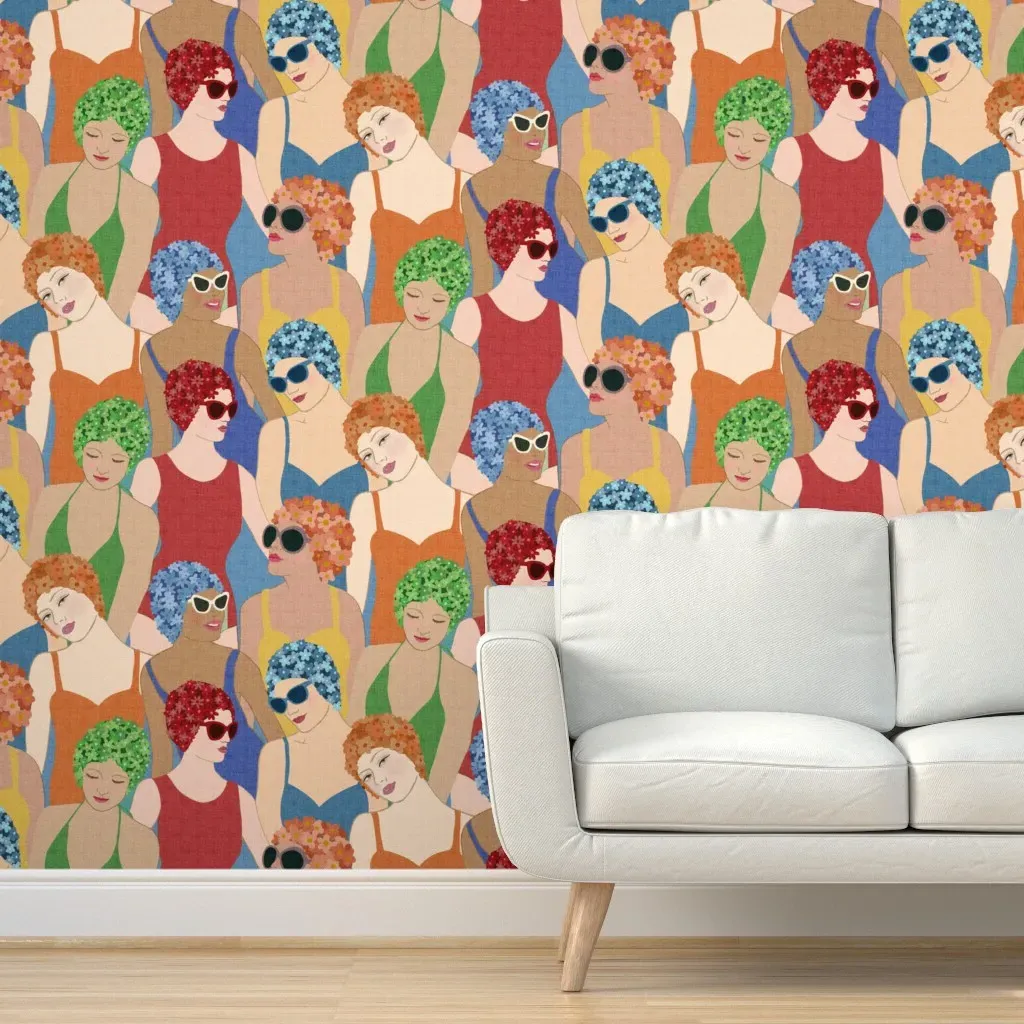 Willow Lake Swim Club Peel and Stick Wallpaper - Orange product