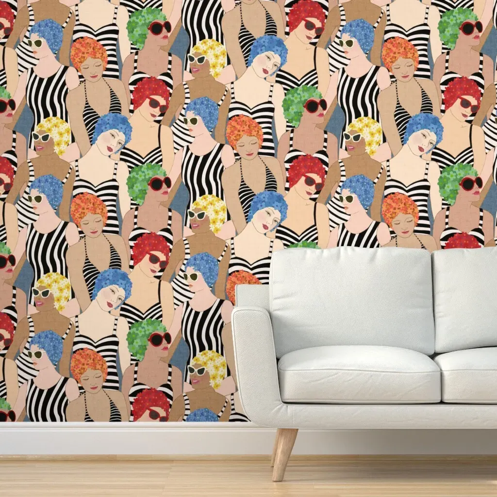 Willow Lake Swim Club Striped Peel and Stick Wallpaper - Black product