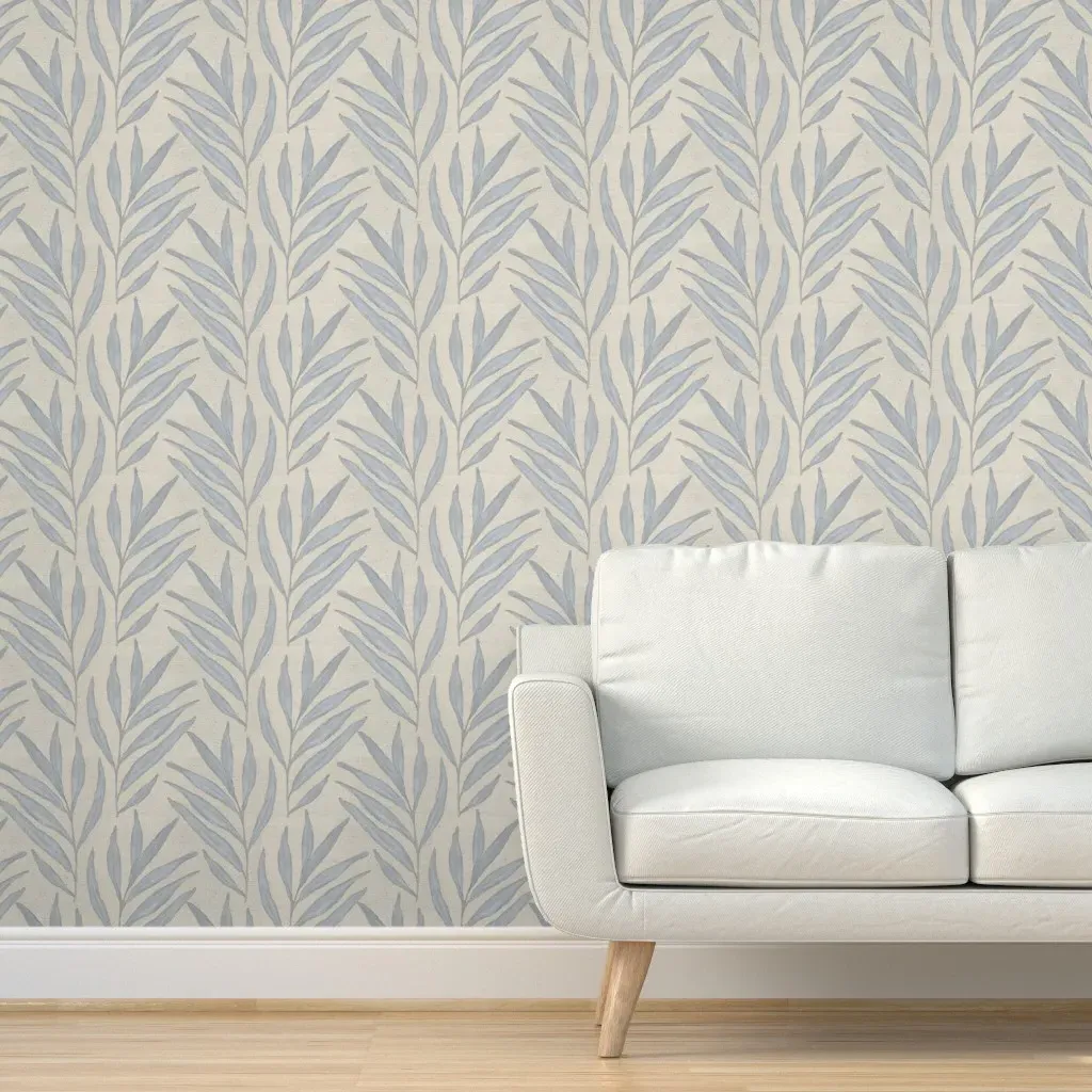 Willow Leaves Large Peel and Stick Wallpaper - Beachy Blue, Canvas product