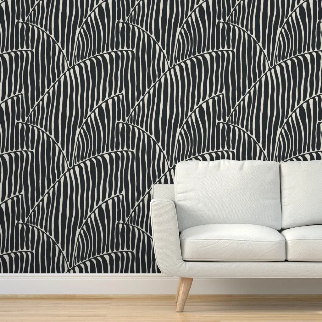 Willow Monochrome Peel and Stick Wallpaper - Dark Gray product