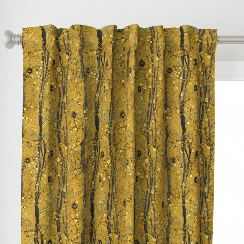 Willow Trees A La Gustav Curtain Panel - Golden Yellow alternate view