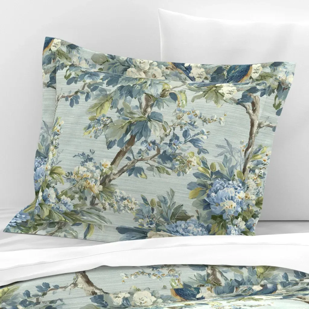 Willowcrest Chinoiserie Standard Flanged Wallpaper - Blue, Cotton Sateen product