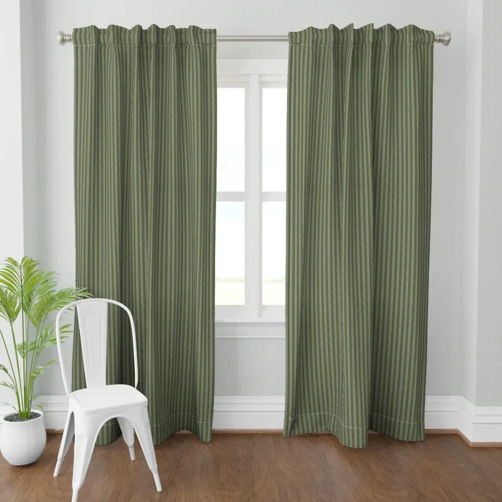 Windjammer Rustic Stripes Curtain Panel - Olive Green product