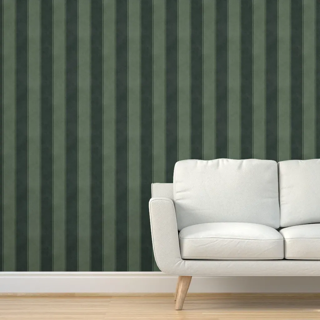 Windjammer Rustic Stripes Essex Peel and Stick Wallpaper - Dark Green product