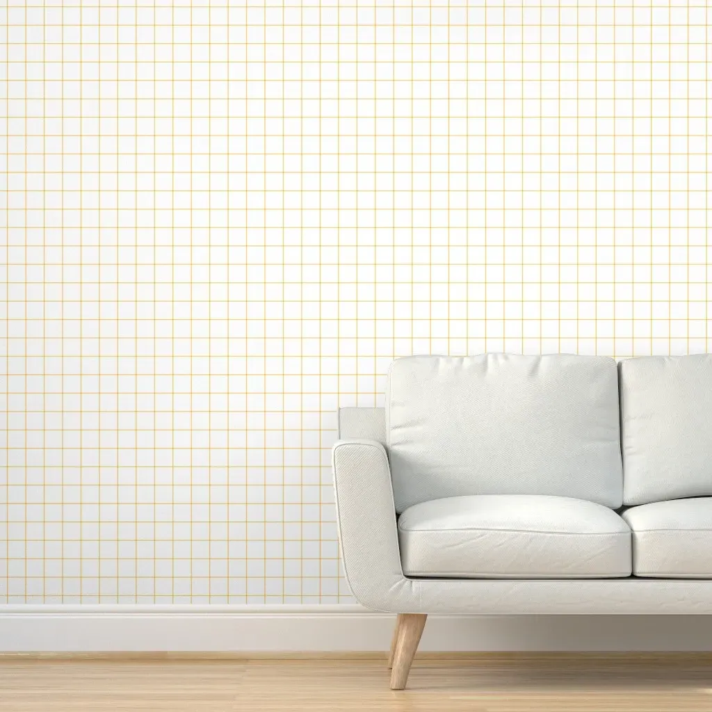 Windowpane Grid Square Check Peel and Stick Wallpaper - Golden Yellow product