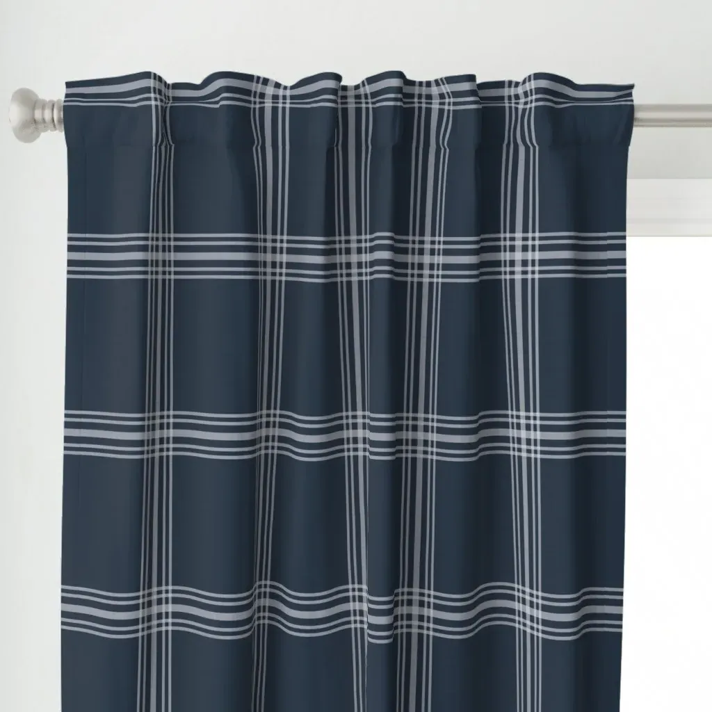 Windowpane Plaid Curtain Panel - Navy Blue alternate view