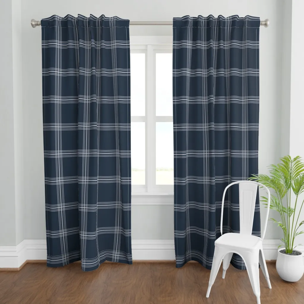 Windowpane Plaid Curtain Panel - Navy Blue product
